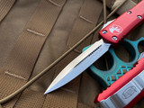 Microtech UTX-85 D/E Red Aluminum Body w/ Stonewashed Plain Edge Blade (3.11”) 232-10RD