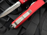Microtech Ultratech D/E Red Aluminum Body w/ Stonewashed Partially Serrated Blade (3.4") 122-11RD