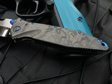 Marfione Custom Warcom Fat Carbon Black Camo Body w/ Blue Titanium Hardware and Mirror Polished Blade