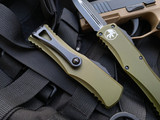 Microtech Hera D/E OD Green Aluminum Body w/ Black Plain Edge Blade (3.08") 702-1OD