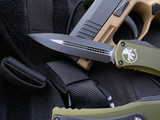 Microtech Hera D/E OD Green Aluminum Body w/ Black Plain Edge Blade (3.08") 702-1OD