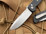 Pro-Tech Terzuola ATCF Auto Folder Black Textured G10 Inlays w/ Mother of Pearl Button and Stonewashed Magnacut Blade BT2714