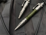 Heretic Knives Thoth Modular Ink Pen Stonewashed Titanium Cap and Tail w/ Green Ano Aluminum Barrel H038-GRN