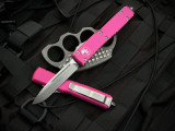 Microtech Ultratech S/E Pink Aluminum Body w/ Stonewashed Plain Edge Blade (3.4") 121-10PK