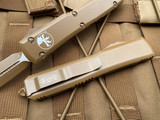 Microtech Ultratech D/E Tan Cerakote Aluminum Body w/ Tan Cerakote Plain Edge Blade (3.4") 122-1CTA