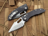 Microtech Stitch S/E Auto Folder Black Aluminum Body w/ Stonewashed Full Serrated Blade (3.75") 169-12