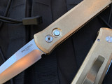 Pro-Tech Godson Limited Stonewashed Bronze Body and Mother of Pearl Button w/ Satin Finished Blade ( 3.15”) 7110