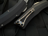 Heretic Knives Custom Prototype Roc Auto OTF Black Body and Flamed Pocket Clip w/ Hand Ground Satin Blade