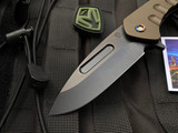 Medford Swift Manual Flipper Yellow Body and Flamed Hardware w/ Drop Point Black PVD S35VN Blade