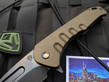 Medford Swift Manual Flipper Yellow Body and Flamed Hardware w/ Drop Point Black PVD S35VN Blade