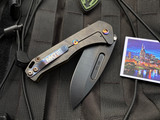 Medford Swift Manual Flipper Yellow Body and Flamed Hardware w/ Drop Point Black PVD S35VN Blade