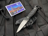 Medford Necromancer Fixed Blade S35VN Tumbled Blade and Black G10 Scales w/ Black Kydex Sheath