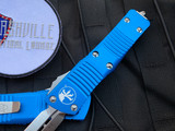 Microtech Troodon D/E Blue Aluminum Body w/ Satin Plain Edge Blade (3") 138-4BL