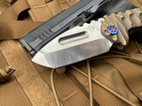 Medford Praetorian Genesis Ti Violet-Bronze Sculpted Predator Body and Flamed Hardware/Clip w/ Tumbled Tanto S35VN Blade (3.3”)