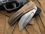 Medford Slim Midi Bronze Laurel Leaf Engraving and Bronzed Hardware/Pocket Clip w/ Tanto Magnacut Blade (3.25”)