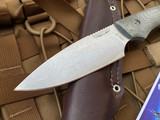 Bradford Knives Guardian4 Fixed Blade 3D Black Micarta Scales w/ Sabre Grind CPM-3V Stonewashed Finish Blade (4.625”) 4S-101-3V