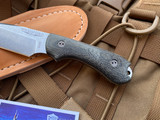 Bradford Knives Guardian3 Fixed Blade 3D Black Micarta Scales w/ False Edge Grind M390 Stonewashed Finish Blade (3.5”) 3FE-101-M390