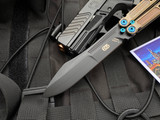 EOS Trident Balisong Bronzed Titanium Handles w/ Blue Hardware and Drop Point DLC S30V Blade (4.5”)-1677538946