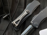 Microtech Hera D/E Shadow Edition Black Aluminum Body w/ DLC Hardware and DLC Plain Edge Blade (3") 702-1DLCTSH