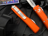 Microtech Ultratech D/E Orange Aluminum Body w/ Stonewashed Plain Edge Blade (3.4") 122-10OR