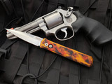 Pro-Tech Godfather Auto Folder Del Fuego Special Ano Mother of Pearl Button w/ Satin Plain Edge Blade (4”) 921-DF1