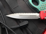 Microtech Ultratech D/E Red Aluminum Body w/ Stonewashed Full Serrated Blade (3.4") 122-12RD