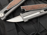 Reate Knives EXO Titanium Burlap Micarta Inlay w/ Drop Point Satin Blade (3.75”)