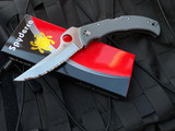 Spyderco Masad Ayoob Sprint Run Folder Gray G10 Scales w/ Cruwear Full Serrated Satin Blade (3.69”) C60GSGY