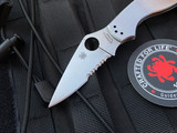 Spyderco Uptern Folder Stainless Steel Handle w/ Satin Partially Serrated Blade (2.84”) C261PS