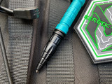 Heretic Knives Thoth Bolt Action Ink Pen Black Anodized Tip and Tails w/ Turquoise Anodized Aluminum Barrel and Bolt H038-AL-TQ