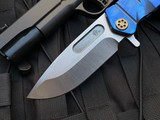 Medford USMC Fighter Flipper Titanium Blue Anodized Handles and Brass-Bronzed Hardware w/ Magnacut Tumbled Blade (4.25”)