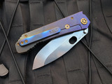 Medford 187 DP Titanium Folder Bronze/Violet Fade Anodized Handles and Bronzed Hardware w/ Flamed Pocket Clip and D2 Tumbled Blade (3.75”)