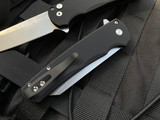 Pro-Tech Malibu Manual Flipper Black Aluminum Body  w/ 20CV Stonewashed Reverse Tanto Blade (3.5") 5201