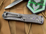 Heretic Knives Manticore E Black w/ Purple Camo Carbon Back Cover and Partially Serrated DLC Bowie Blade (2.55”)
