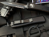 Microtech UTX-85 D/E Black Tactical Aluminum Body w/ Two Tone Black Partially Serrated Blade (3.1") 232-2T