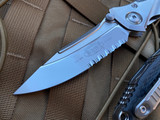 Microtech Socom Bravo S/E Manual Folder Carbon Fiber Inlaid Bead Blast Titanium w/ Partially Serrated Blade 260-8CFTI
