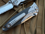 Microtech Socom Bravo S/E Manual Folder Carbon Fiber Inlaid Bead Blast Titanium w/ Partially Serrated Blade 260-8CFTI