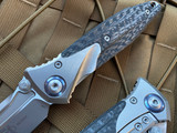 Microtech Socom Bravo T/E Manual Folder Carbon Fiber Inlaid Bead Blast Titanium Body w/ Beadblast Plain Edge Blade 261-7CFTI