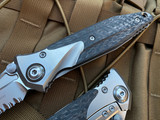 Microtech Socom Bravo T/E Manual Folder Carbon Fiber and Bead Blast Titanium w/ Beadblast Partially Serrated Blade 261-8CFTI