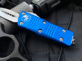 Microtech Mini Troodon D/E Blue Aluminum Body w/ Stonewashed Plain Edge Blade (1.99”) 238-10BL