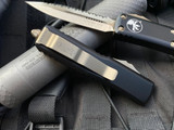 Microtech UTX-85 D/E Black Aluminum Body w/ Bronzed Full Serrated Blade (3.11”) 232-15