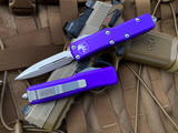 Microtech UTX-85 D/E Purple Aluminum Body w/ Stonewashed Plain Edge Blade (3.11”) 232-10PU