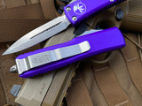 Microtech UTX-85 D/E Purple Aluminum Body w/ Stonewashed Plain Edge Blade (3.11”) 232-10PU
