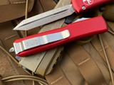 Microtech Knives Ultratech Spartan Red Aluminum Body w/ Stonewashed Plain Edge Blade (3.4”) 223-10RD