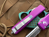 Microtech Ultratech T/E Violet Aluminum Body w/ Stonewashed Full Serrated Blade (3.4”) 123-12VI