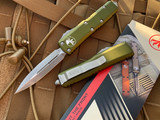 Microtech UTX-85 D/E OD Green Aluminum Body w/ Apocalyptic Plain Edge Blade (3.11”) 232-10APOD