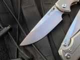 Chaves Ultramar 229 Liberation Stonewashed Titanium Handle w/ Satin Drop Point Blade (3.4”)