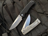Chaves Ultramar 229 Liberation Stonewashed Titanium and Black G10 Handle w/ Satin Drop Point Blade (3.4”)