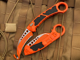 Microtech Lineman Rescue Safety Orange Cerakote Aluminum Handle w/ Belt Cutter and Full Serrated Blade 264-3COR