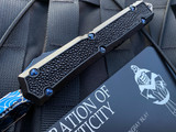 Marfione Custom Makora D/E Black Hefted Alloy Body and Stingray Skin Inlays w/ Blue Ringed Hardware and Blued Wasphead Vegas Forge Damascus Blade (3.25”)